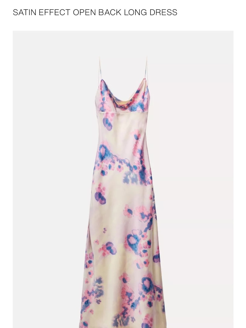 Zara Satin-Effect Maxi Slip Dress in Pastel Pink and Blue - Picture 1 of 1